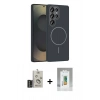 MARSİLYAN™- Galaxy S25 Ultra Kılıf Siluet Doku Özel Seri - Şeffaf Polymer Nano Ekran Koruyucu + Bilvis Titan Kamera Lens - SH