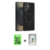 MARSİLYAN™- Galaxy S25 Ultra Kılıf Siluet Doku Özel Seri - Şeffaf Polymer Nano Ekran Koruyucu + Mavi Raze Metal Kamera Lens