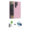 MARSİLYAN™- Galaxy S25 Ultra Kılıf Siluet Doku Özel Seri - Siyah 3D Antistatik Cam Ekran Koruyucu + Raze Metal Kamera Lens - GS