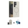 MARSİLYAN™- Galaxy S25 Ultra Kılıf Siluet Doku Özel Seri - Siyah 3D Antistatik Cam Ekran Koruyucu + Bilvis Titan Kamera Lens - SH