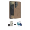 MARSİLYAN™- Galaxy S25 Ultra Kılıf Siluet Doku Özel Seri - Siyah 3D Antistatik Cam Ekran Koruyucu + Bilvis Titan Kamera Lens - SH