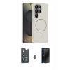 MARSİLYAN™- Galaxy S25 Ultra Kılıf Siluet Doku Özel Seri - Siyah 3D Antistatik Hayalet Cam Ekran Koruyucu + Bilvis Titan Kamera Lens - LT