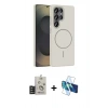 MARSİLYAN™- Galaxy S25 Ultra Kılıf Siluet Doku Özel Seri - Siyah 3D Antistatik Seramik Nano Ekran Koruyucu + Bilvis Titan Kamera Lens - TNGI