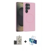 MARSİLYAN™- Galaxy S25 Ultra Kılıf Siluet Doku Özel Seri - Siyah 3D Antistatik Seramik Nano Ekran Koruyucu + Bilvis Titan Kamera Lens - TNGI