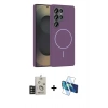 MARSİLYAN™- Galaxy S25 Ultra Kılıf Siluet Doku Özel Seri - Siyah 3D Antistatik Seramik Nano Ekran Koruyucu + Bilvis Titan Kamera Lens - TNGI