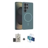 MARSİLYAN™- Galaxy S25 Ultra Kılıf Siluet Doku Özel Seri - Siyah 3D Antistatik Seramik Nano Ekran Koruyucu + Bilvis Titan Kamera Lens - TNGI