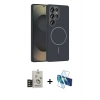 MARSİLYAN™- Galaxy S25 Ultra Kılıf Siluet Doku Özel Seri - Siyah 3D Antistatik Seramik Nano Ekran Koruyucu + Bilvis Titan Kamera Lens - TNGI