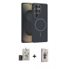 MARSİLYAN™- Galaxy S25 Ultra Kılıf Siluet Doku Özel Seri - Siyah Bilvis 3D Cam Ekran Koruyucu + Bilvis Titan Kamera Lens - SH