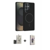 MARSİLYAN™- Galaxy S25 Ultra Kılıf Siluet Doku Özel Seri - Siyah Bilvis 3D Cam Ekran Koruyucu + Bilvis Titan Kamera Lens - SH