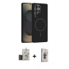 MARSİLYAN™- Galaxy S25 Ultra Kılıf Siluet Doku Özel Seri - Siyah Bilvis 3D Cam Ekran Koruyucu + Bilvis Titan Kamera Lens - TNGI