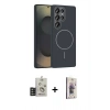 MARSİLYAN™- Galaxy S25 Ultra Kılıf Siluet Doku Özel Seri - Siyah Bilvis 3D Cam Ekran Koruyucu + Bilvis Titan Kamera Lens - TNGI