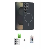 MARSİLYAN™- Galaxy S25 Ultra Kılıf Siluet Doku Özel Seri - Siyah Joko Magic 5D Cam + Raze Metal Kamera Lens - GS