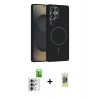 MARSİLYAN™- Galaxy S25 Ultra Kılıf Siluet Doku Özel Seri - Siyah Joko Magic 5D Hayalet Cam + Raze Metal Kamera Lens - GS