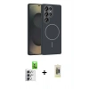 MARSİLYAN™- Galaxy S25 Ultra Kılıf Siluet Doku Özel Seri - Siyah Joko Magic 5D Hayalet Cam + Raze Metal Kamera Lens - GS