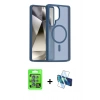 MARSİLYAN™- Galaxy S25 Ultra Kılıf Siluet Minimal Prime - Siyah 3D Antistatik Cam Ekran Koruyucu + Raze Metal Kamera Lens - MI