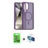 MARSİLYAN™- Galaxy S25 Ultra Kılıf Siluet Minimal Prime - Siyah 3D Antistatik Cam Ekran Koruyucu + Raze Metal Kamera Lens - MI