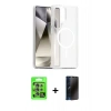 MARSİLYAN™- Galaxy S25 Ultra Kılıf Siluet Minimal Prime - Siyah 3D Antistatik Hayalet Cam Ekran Koruyucu + Raze Metal Kamera Lens - NLGY