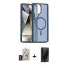 MARSİLYAN™- Galaxy S25 Ultra Kılıf Siluet Minimal Prime - Siyah 3D Antistatik Hayalet Cam Ekran Koruyucu + Bilvis Titan Kamera Lens - SH
