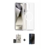 MARSİLYAN™- Galaxy S25 Ultra Kılıf Siluet Minimal Prime - Siyah 3D Antistatik Hayalet Cam Ekran Koruyucu + Bilvis Titan Kamera Lens - SH