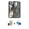 MARSİLYAN™- Galaxy S25 Ultra Kılıf Siluet Minimal Prime - Siyah 3D Antistatik Seramik Nano Ekran Koruyucu + Bilvis Titan Kamera Lens - SH