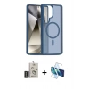 MARSİLYAN™- Galaxy S25 Ultra Kılıf Siluet Minimal Prime - Siyah 3D Antistatik Seramik Nano Ekran Koruyucu + Bilvis Titan Kamera Lens - SH