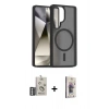 MARSİLYAN™- Galaxy S25 Ultra Kılıf Siluet Minimal Prime - Siyah Bilvis 3D Cam Ekran Koruyucu + Bilvis Titan Kamera Lens - GS