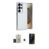 MARSİLYAN™- Galaxy S25 Ultra Kılıf Vadi Minimal - Siyah 3D Antistatik Hayalet Cam Ekran Koruyucu + Bilvis Titan Kamera Lens - TNGI