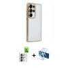 MARSİLYAN™- Galaxy S25 Ultra Kılıf Vadi Minimal - Siyah 3D Antistatik Seramik Nano Ekran Koruyucu + Raze Metal Kamera Lens - GS
