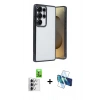 MARSİLYAN™- Galaxy S25 Ultra Kılıf Vadi Minimal - Siyah 3D Antistatik Seramik Nano Ekran Koruyucu + Raze Metal Kamera Lens - GS