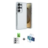 MARSİLYAN™- Galaxy S25 Ultra Kılıf Vadi Minimal - Siyah 3D Antistatik Seramik Nano Ekran Koruyucu + Raze Metal Kamera Lens - GS