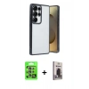 MARSİLYAN™- Galaxy S25 Ultra Kılıf Vadi Minimal - Siyah Bilvis Hayalet Cam Ekran Koruyucu + Raze Metal Kamera Lens - NLGY