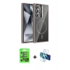 MARSİLYAN™- Galaxy S25 Ultra Kılıf Yadigar Asil Koleksiyonu - Siyah 3D Antistatik Cam Ekran Koruyucu + Raze Metal Kamera Lens - MI