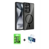 MARSİLYAN™- Galaxy S25 Ultra Kılıf Yadigar Asil Koleksiyonu - Siyah 3D Antistatik Cam Ekran Koruyucu + Raze Metal Kamera Lens - MI