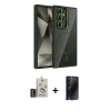 MARSİLYAN™- Galaxy S25 Ultra Kılıf Yadigar Asil Koleksiyonu - Siyah 3D Antistatik Hayalet Cam Ekran Koruyucu + Bilvis Titan Kamera Lens - SH