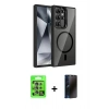 MARSİLYAN™- Galaxy S25 Ultra Kılıf Yadigar Asil Koleksiyonu - Siyah 3D Antistatik Hayalet Cam Ekran Koruyucu + Raze Metal Kamera Lens - NLGY