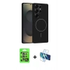 MARSİLYAN™- Galaxy S25 Ultra Kılıf Yankı Form Serisi - Siyah 3D Antistatik Seramik Nano Ekran Koruyucu + Raze Metal Kamera Lens - NLGY