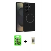 MARSİLYAN™- Galaxy S25 Ultra Kılıf Yankı Form Serisi - Siyah Joko Magic 5D Hayalet Cam + Natural Grey Raze Metal Kamera Lens