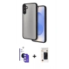 MARSİLYAN™- Galaxy S26 Kılıf Ahenk Çizgi Serisi - Siyah 3D Antistatik Hayalet Cam Ekran Koruyucu + Bilvis Titan Kamera Lens - MI