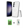MARSİLYAN™- Galaxy S26 Kılıf Ahenk Yansıma Prime - Şeffaf Pasifik Cam Ekran Koruyucu + Raze Metal Kamera Lens - GS