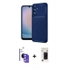 MARSİLYAN™- Galaxy S26 Kılıf Eksen Form Prime - Siyah 3D Antistatik Hayalet Cam Ekran Koruyucu + Bilvis Titan Kamera Lens - PE
