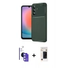 MARSİLYAN™- Galaxy S26 Kılıf Eksen Form Prime - Siyah 3D Antistatik Hayalet Cam Ekran Koruyucu + Bilvis Titan Kamera Lens - MI