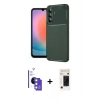 MARSİLYAN™- Galaxy S26 Kılıf Eksen Form Prime - Siyah 3D Antistatik Hayalet Cam Ekran Koruyucu + Bilvis Titan Kamera Lens - GS