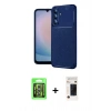 MARSİLYAN™- Galaxy S26 Kılıf Eksen Form Prime - Siyah 3D Antistatik Hayalet Cam Ekran Koruyucu + Raze Metal Kamera Lens - GS