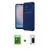 MARSİLYAN™- Galaxy S26 Kılıf Eksen Form Prime - Siyah 3D Antistatik Hayalet Cam Ekran Koruyucu + Raze Metal Kamera Lens - SH