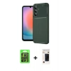 MARSİLYAN™- Galaxy S26 Kılıf Eksen Form Prime - Siyah 3D Antistatik Hayalet Cam Ekran Koruyucu + Raze Metal Kamera Lens - SH