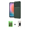 MARSİLYAN™- Galaxy S26 Kılıf Eksen Form Prime - Siyah 3D Antistatik Hayalet Cam Ekran Koruyucu + Raze Metal Kamera Lens - GS