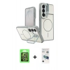 MARSİLYAN™- Galaxy S26 Kılıf İz Modern Prime - Siyah 3D Antistatik Seramik Nano Ekran Koruyucu + Raze Metal Kamera Lens - GS