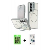 MARSİLYAN™- Galaxy S26 Kılıf İz Modern Prime - Siyah 3D Antistatik Seramik Nano Ekran Koruyucu + Raze Metal Kamera Lens - SH