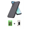 MARSİLYAN™- Galaxy S26 Kılıf Kozmos Yansıma Özel Seri - Siyah 3D Antistatik Hayalet Cam Ekran Koruyucu + Raze Metal Kamera Lens - GS