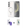 MARSİLYAN™- Galaxy S26 Kılıf Nova Işık Özel Seri - Şeffaf Pasifik Cam Ekran Koruyucu + Bilvis Titan Kamera Lens - MI